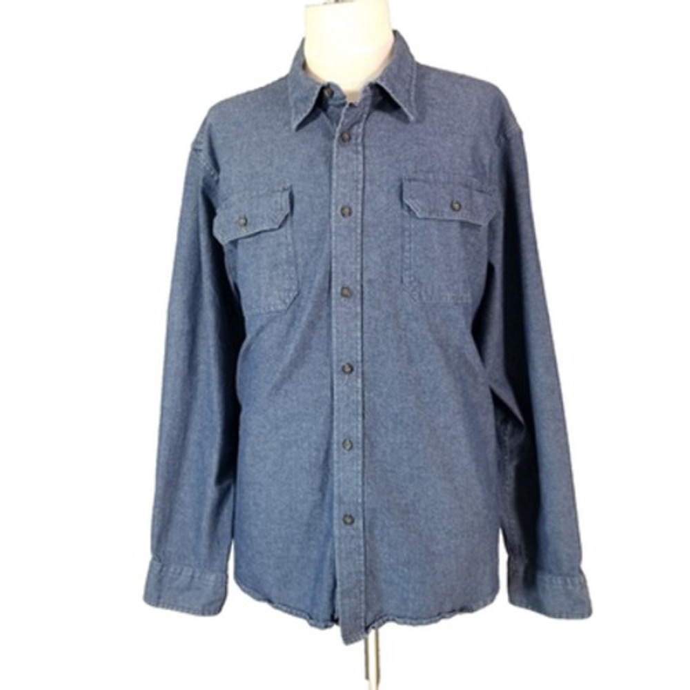 Wrangler shirt mens 2XL XXL blue long sleeve denim stretch outdoor retro western